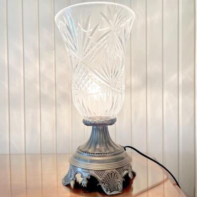 Lot 86 Crystal Torchiere Table Lamp Metal Base 12