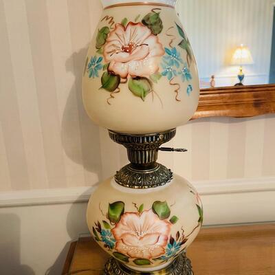 Lot 88 Hand Painted Shade & Base Gone With The Wind Reproduction Oil Lamp 21