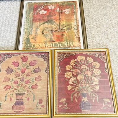 Lot 97 Group 3 Framed Art Prints Decorative Floral