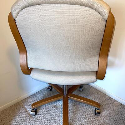 Lot 108 Steelcase Desk Chair Upholstered with Bent Wood Arms 5 Legs w/Chrome Casters