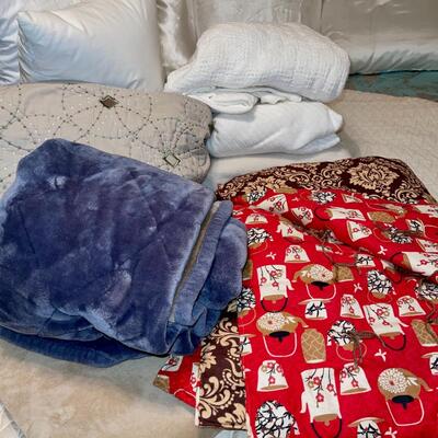 Lot 113 Group 12pcs Blankets & Pillows & Comforters