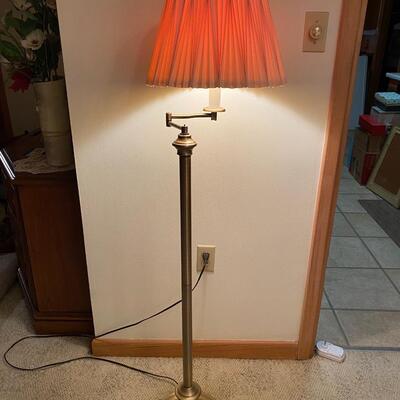 Brass swing-arm floor lamp