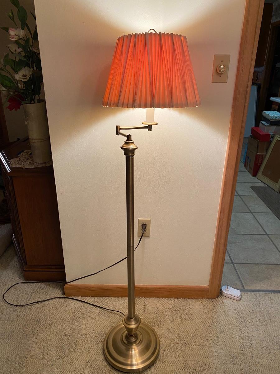Brass swingarm floor lamp