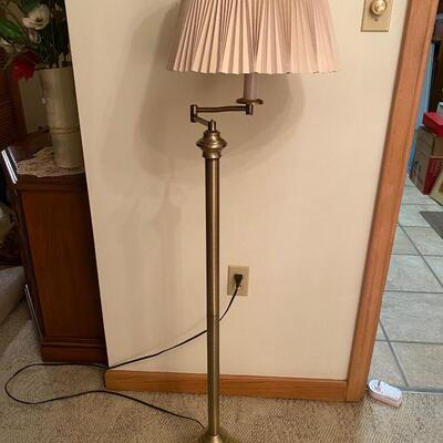 Brass swing-arm floor lamp