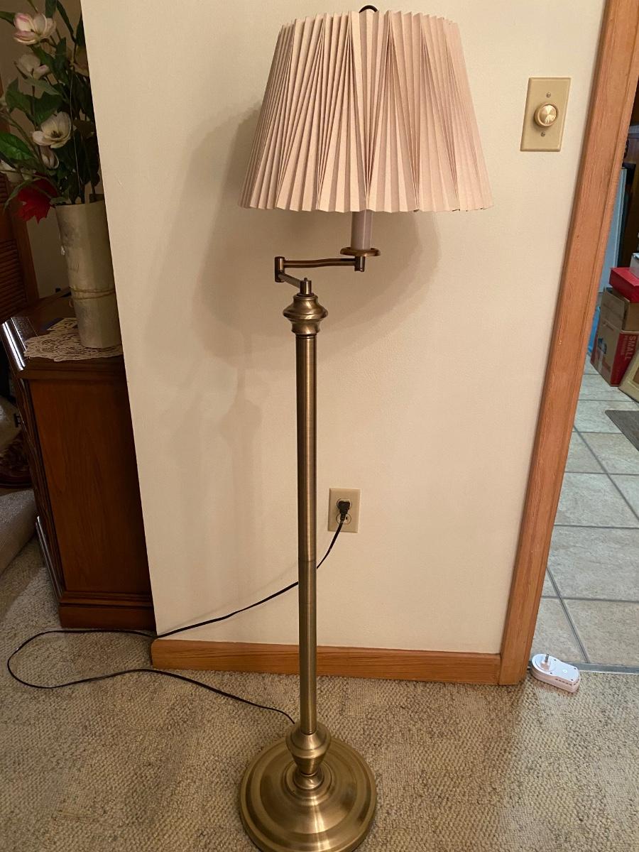 Brass swingarm floor lamp