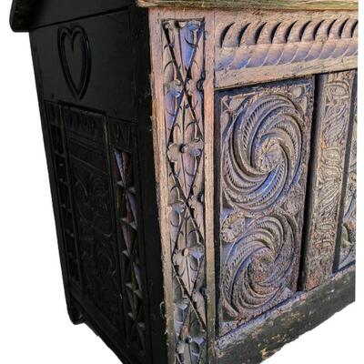 Antique 18th Century Dowry Trunk Hand Carved
