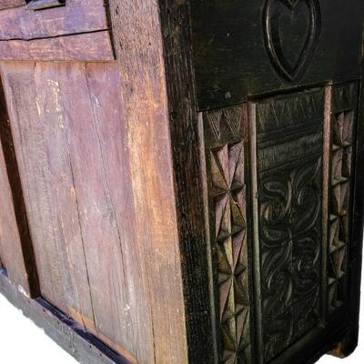 Antique 18th Century Dowry Trunk Hand Carved