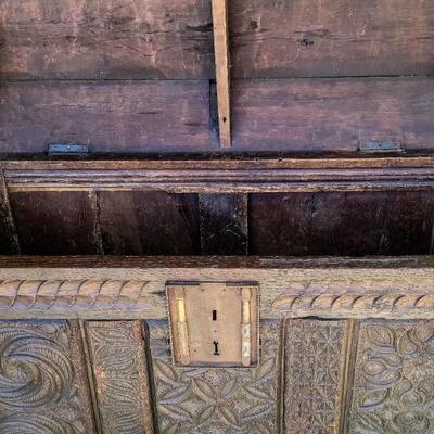 Antique 18th Century Dowry Trunk Hand Carved