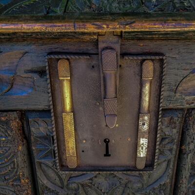 Antique 18th Century Dowry Trunk Hand Carved