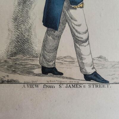 A View from S James Street Hand Colored Engraving
