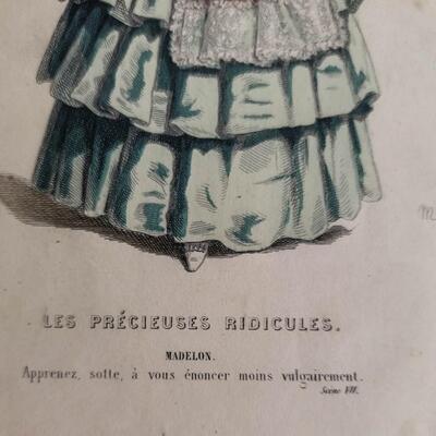 Antique Lithograph Le Precieuse Ridicules 1868