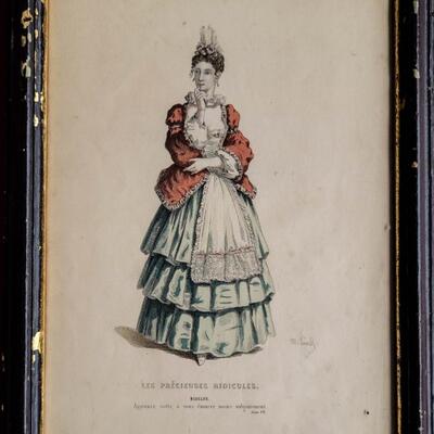 Antique Lithograph Le Precieuse Ridicules 1868