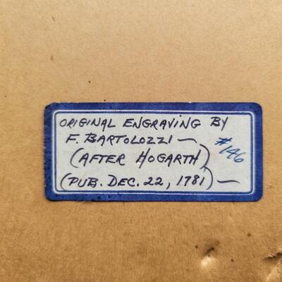 F.Bartolozzi Engraving  From the Original Drawing 1781 by William Hogarth