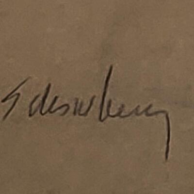 Listed Artist Sheldon C. Schoneberg Charcoal Drawing  (1926-2013)