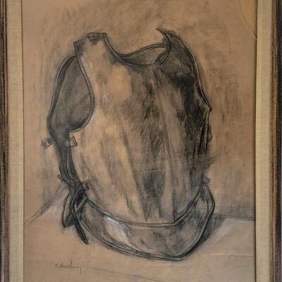 Listed Artist Sheldon C. Schoneberg Charcoal Drawing  (1926-2013)