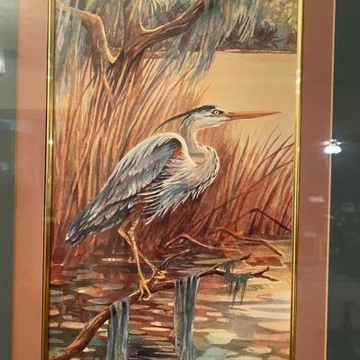 Framed egret print by Rose Cravens