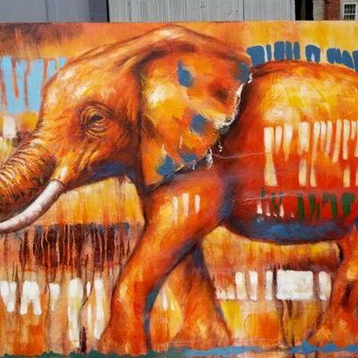 Art - Oil Large oil painting of Elephant