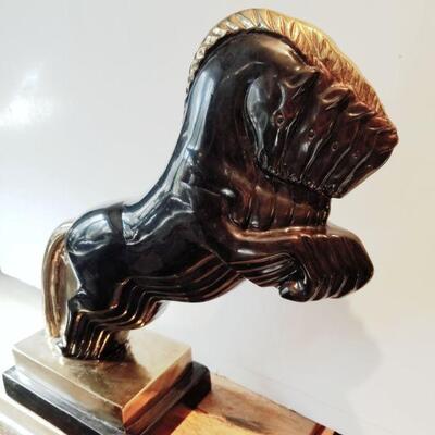 Art... magnificent mid-century art deco-style bronze horse with multiple images creating a strong sense of motion