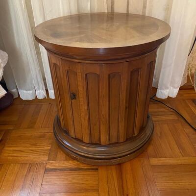 MCM wooden round occasional table/cabinet