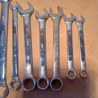 LOT 61  SET OF ACE HARDWARE COMBINATION WRENCHES AND MORE