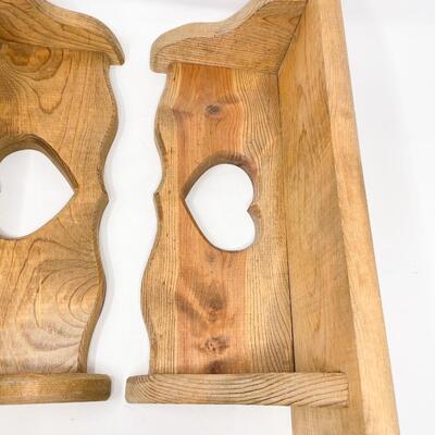 PAIR OF SMALL SOLID WOOD HEART SHELVES