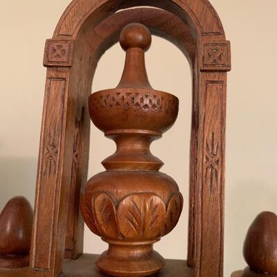 Antique Wood Carved Clock and Galileo Thermometer