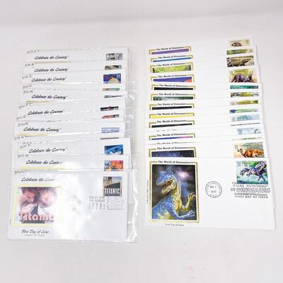 FIRST DAY COVER STAMP COLLECTION #17 - CELEBRATE THE CENTURY 1990S & WORLD OF DINOSAURS
