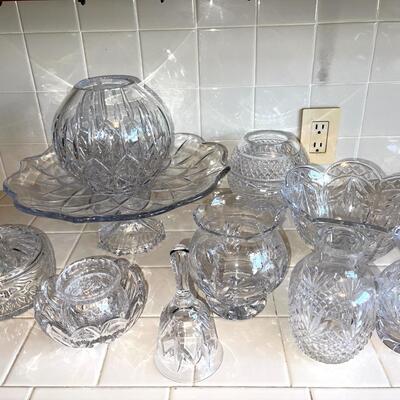 Lot 154 Crystal Table Ware Polish & Irish Brands Vases Bowls Cake Plate Covered Dish 11pcs