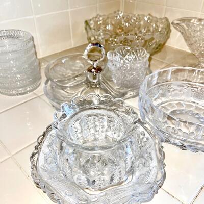 Lot 155 Kitchen Glass Candy Dish Coasters Bowls Divided Relish 16pcs