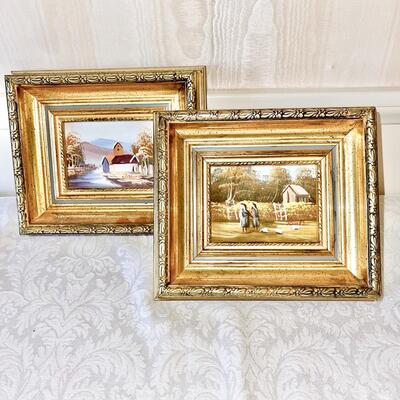 Lot 165 Decorator Pair Small Framed Painting 7x6