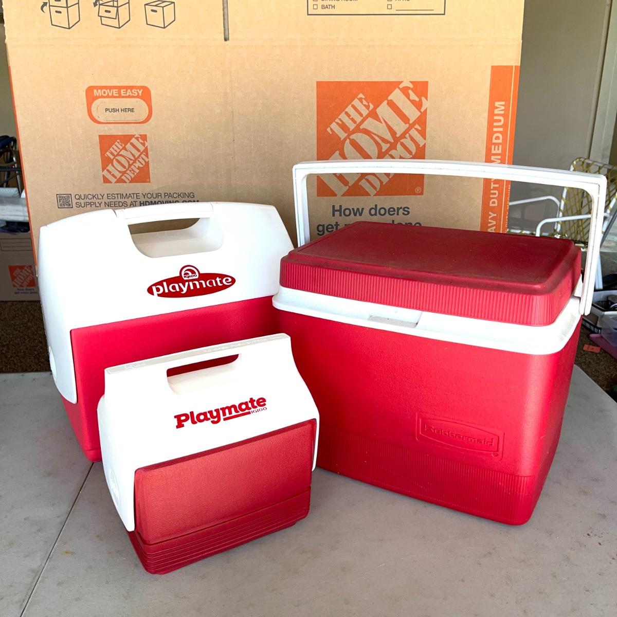 Lot 172 Group 3 Red Coolers for Work & Picinics