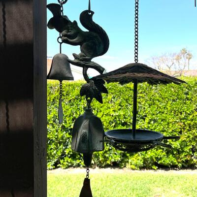 Lot 177 Group Hanging Wing Chimes & Bird Feeders 5 pcs