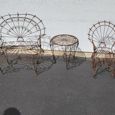5 piece Children Doll Vintage Wire Furniture Rocker Table Hanging Plant Wall stand