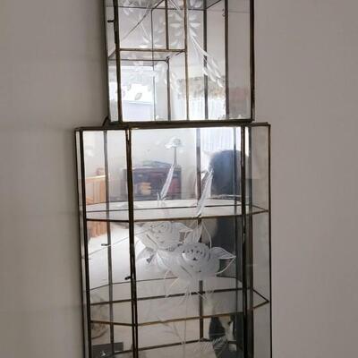 2 Glass Mirror backed Display Cases