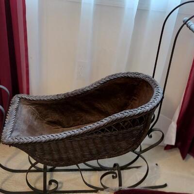 Vintage Wicker Baby Doll Sled