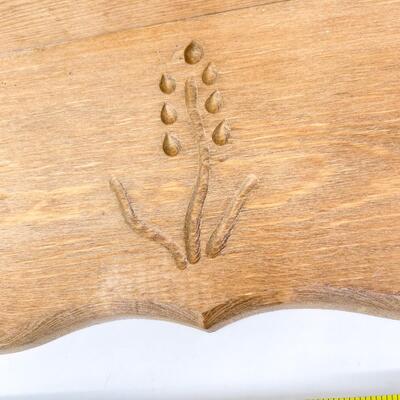 WOODEN WALL SHELF W/ CARVED FLOWER DESIGN