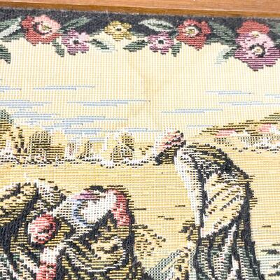 WOODEN JEWELRY BOX W/ NEEDLEPOINT TOP