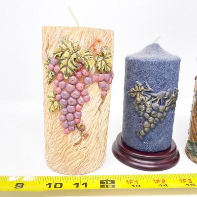 DECORATIVE GRAPEVINE PILLAR CANDLES W/ STAND