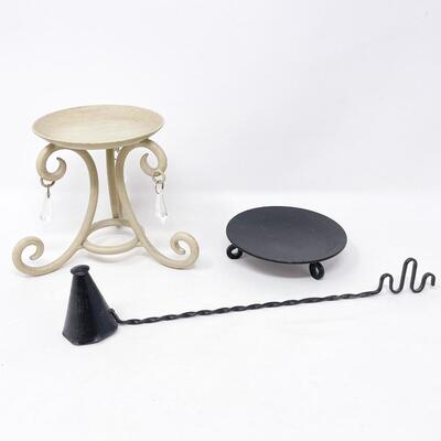 METAL CANDLE STAND & SNUFFER BUNDLE