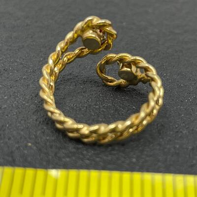 GOLD TONED RING W/ RED STONES - SIZE 6