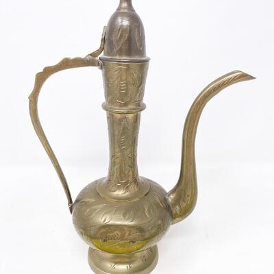SMALL SARNA BRASS INDIA ENGRAVED PITCHER/TEAPOT