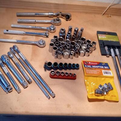 LOT 55  CRAFTSMAN SOCKETS, RATCHETS, EXTENSIONS AND MORE