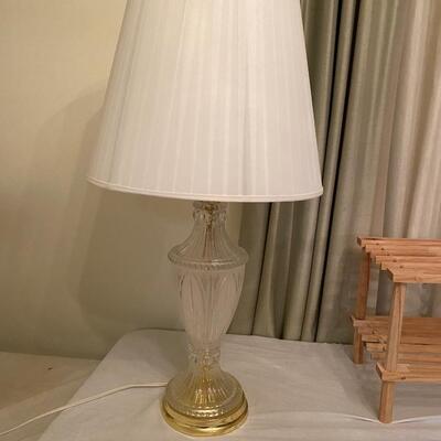 Glass & goldtone table lamp