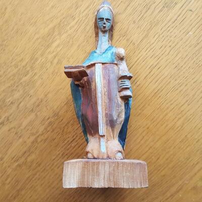 Artist Carved Primitive Madonna with Child