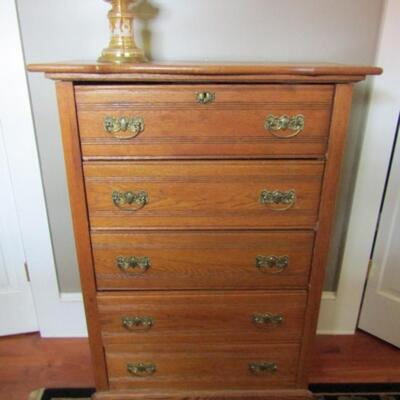 Tall Antique Solid Wood Dovetailed Chest of Drawers (No Contents)