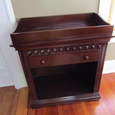 Wood Finish Dry Sink with Drawer and Storage Cubby
