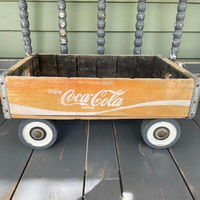 VINTAGE COCA-COLA WOODEN CRATE ON WHEELS