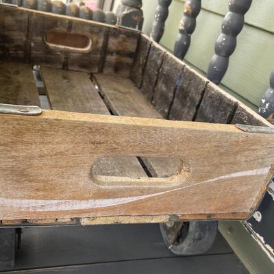 VINTAGE COCA-COLA WOODEN CRATE ON WHEELS