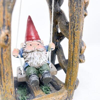 LITTLE SWINGING GNOME IN ARBOR GARDEN DECOR