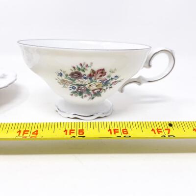 CROWN BAVARIA, GERMANY FLORAL TEACUP & SAUCER